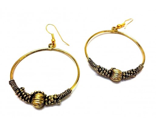 Golden Oxidized Earring Tribal Jhumka ChandBali Antique Hoop Hook Dangle Drop 40
